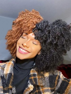 Lockige Perücke mit Bangs für Schwarze Frauen Kurze Kinky Curly