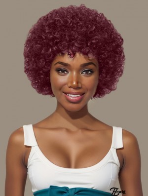 Burgundy Afro Perücke tragen und gehen Glueless Volle Perücken für Party Volle Perücken für Party