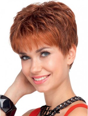 Red Wavy Cropped Boycuts Lace Front Günstige Perücke