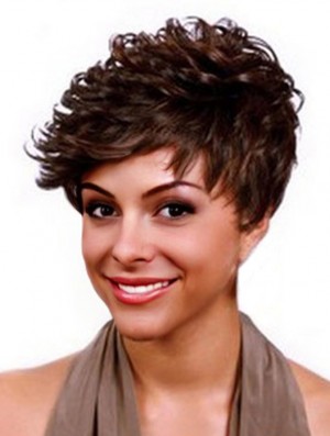 Cropped Auburn Curly Boycuts Langlebige Afroamerikaner Perücken