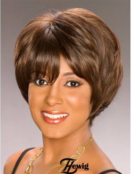 Bobs Capless Short Wavy Brown Synthetische Afroamerikaner Perücken UK