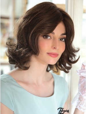 Neue 12  inchBrown Shoulder Length Layered Wavy Lace Perücken