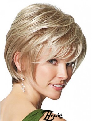 Synthetische Perücken UK Nur Straight Style Short Length Blonde Farbe