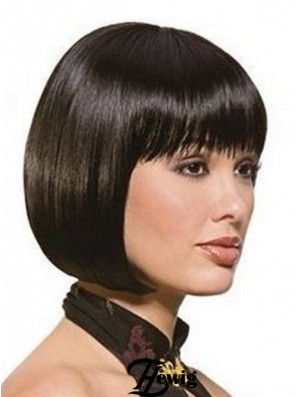 Kinnlange Bobs Straight Black Sassy Synthetic Perücken