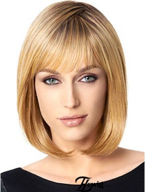 Bobs Blonde Straight Chin Länge 10  inchErschwingliche mittlere Perücken