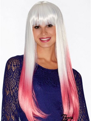 Straight Incredible 22 Zoll Ombre / 2 Tone With Bangs Long Perücken