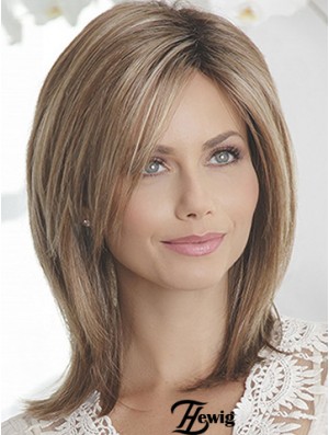 Layered Brown Straight Shoulder Länge 14  inchSchlanke mittlere Perücken