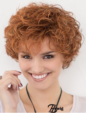 Lace Front Curly Copper Layered 10-Zoll-Kurzhaarfrisuren