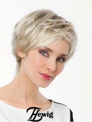 Platinblonde Boycuts Short 8  inchStraight Synthetic Monofilament Perücke Sale