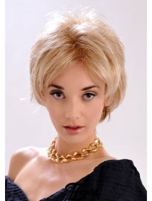 9  inchTop Straight Layered Blonde Short Perücken