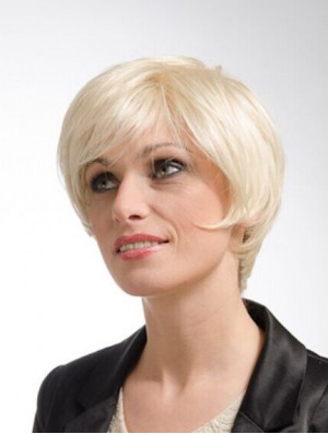 Blonde 10  inchFlexibility Short Straight Layered Lace Perücken