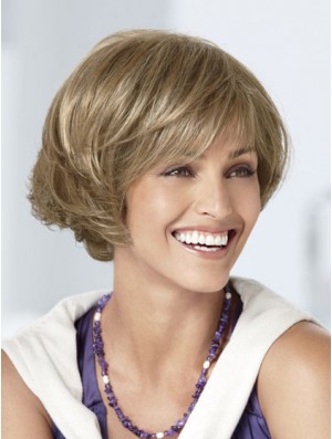 Capless Short Wavy Blonde Große Bob Perücken