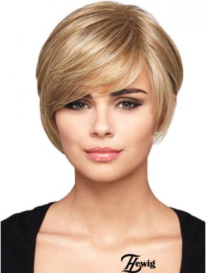 Capless kurze gerade gerade blonde Frisuren Bob Perücken