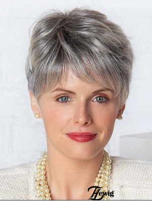 Monofilament Lace Perücken Grey Cut Straight Style Short Length