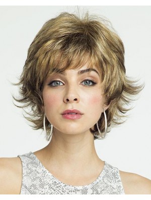 8 Zoll erschwingliche Curly Layered Blonde Short Perücken