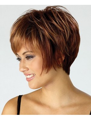 Günstige Perücke Mit Capless Synthetic Cropped Length Brown Color Boycuts