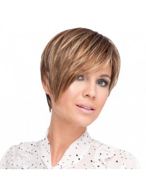 6 Zoll Discount Straight Layered Blonde Short Perücken