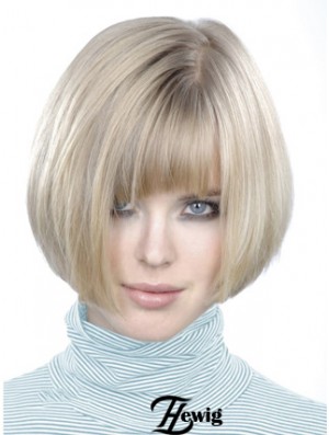 Monofilament Bobs Short Straight 10 Zoll Platinum Blonde Style Fashion Perücken