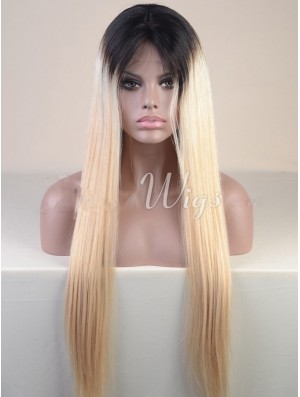 Long Ombre / 2 Tone Straight ohne Pony Günstigste Afroamerikaner Perücken